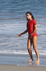 LEA MICHELE in Swimsuit on the Set of a Photoshoot on the Beach in Malibu 09/01/2016