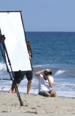 LEA MICHELE in Swimsuit on the Set of a Photoshoot on the Beach in Malibu 09/01/2016