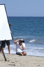 LEA MICHELE in Swimsuit on the Set of a Photoshoot on the Beach in Malibu 09/01/2016