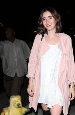 LILY COLLINS Leaves Catch Restaurant in West Hollywood 09/27/2016