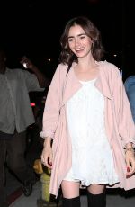 LILY COLLINS Leaves Catch Restaurant in West Hollywood 09/27/2016