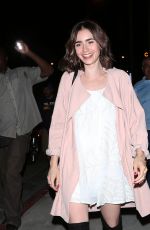 LILY COLLINS Leaves Catch Restaurant in West Hollywood 09/27/2016