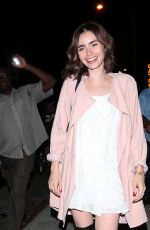 LILY COLLINS Leaves Catch Restaurant in West Hollywood 09/27/2016