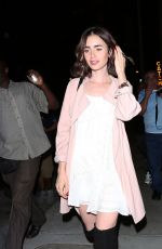 LILY COLLINS Leaves Catch Restaurant in West Hollywood 09/27/2016
