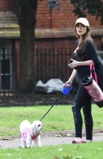 LOUISE CLIFFE with Her Dog at a Park in Manchester 09/14/2016
