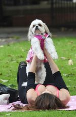 LOUISE CLIFFE with Her Dog at a Park in Manchester 09/14/2016
