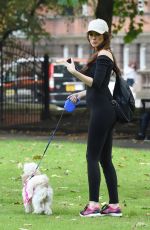 LOUISE CLIFFE with Her Dog at a Park in Manchester 09/14/2016