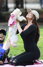 LOUISE CLIFFE with Her Dog at a Park in Manchester 09/14/2016