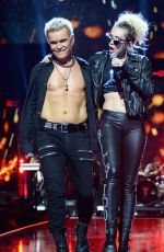 MILEY CYRUS Performs with Billy Idol at 2016 IhearRradio Music Festival in Las Vegas 09/23/2016