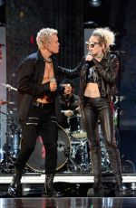 MILEY CYRUS Performs with Billy Idol at 2016 IhearRradio Music Festival in Las Vegas 09/23/2016