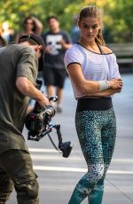 NINA AGDAL on the Set of a Photoshoot in New York 09/24/2016