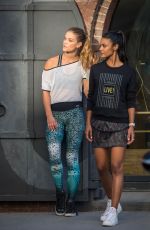 NINA AGDAL on the Set of a Photoshoot in New York 09/24/2016