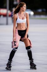 SANDRA KUBICKA Out Rollerblading in Warsaw 09/02/2016