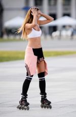 SANDRA KUBICKA Out Rollerblading in Warsaw 09/02/2016