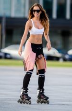 SANDRA KUBICKA Out Rollerblading in Warsaw 09/02/2016