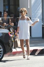 SARAH HYLAND in a White Mini Dress Out in Los Angeles 09/17/2016