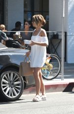 SARAH HYLAND in a White Mini Dress Out in Los Angeles 09/17/2016
