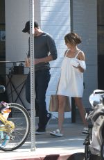 SARAH HYLAND in a White Mini Dress Out in Los Angeles 09/17/2016
