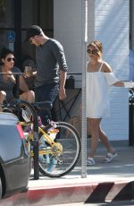 SARAH HYLAND in a White Mini Dress Out in Los Angeles 09/17/2016