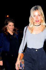 SIENNA MILLER Out for Dinner at Waverly Inn in West Village 09/27/2016