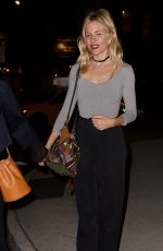 SIENNA MILLER Out for Dinner at Waverly Inn in West Village 09/27/2016