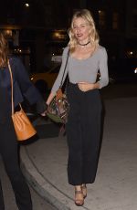 SIENNA MILLER Out for Dinner at Waverly Inn in West Village 09/27/2016