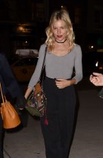 SIENNA MILLER Out for Dinner at Waverly Inn in West Village 09/27/2016