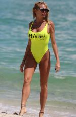 VICKY XIPOLITAKIS in Yellow Swimsuit at a Beach in Miami 09/21/2016