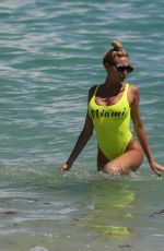VICKY XIPOLITAKIS in Yellow Swimsuit at a Beach in Miami 09/21/2016