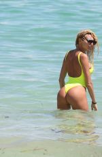 VICKY XIPOLITAKIS in Yellow Swimsuit at a Beach in Miami 09/21/2016