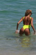 VICKY XIPOLITAKIS in Yellow Swimsuit at a Beach in Miami 09/21/2016