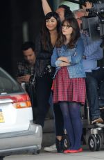 ZOOEY DESCHANEL and HANNAH SIMONE on the Set of 