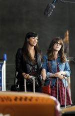 ZOOEY DESCHANEL and HANNAH SIMONE on the Set of 