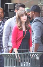 ZOOEY DESCHANEL on the Set of 