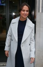 ALICIA VIKANDER at BBC Radio 2 Studios in London 10/21/2016