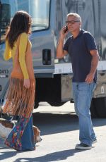 AMAL CLOONEY Surprising George on a Set in Los Angeles 10/20/2016