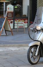AURORA RAMAZZOTTI Riding a Scooter Out in Milan 10/07/2016