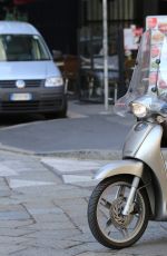 AURORA RAMAZZOTTI Riding a Scooter Out in Milan 10/07/2016