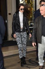 BELLA HADID Leaves Her Hotel in Paris 10/27/2016