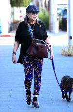 CARRIE FISHER Walks Her Dog Out in Los Angeles 09/29/2016