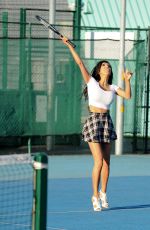 CHLOE KHAN Playing Tennis at a Court in Manchester 10/15/2016