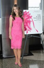 ELIZABETH HURLEY Lights Empire State in Pink in New York 09/30/2016