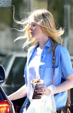 ELLE FANNING at Pinkberry Frozen Dessert Restaurants in Los Angeles 10/03/16