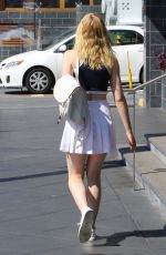 ELLE FANNING in Plaid Skirt Out in Beverly Hills 09/30/2016
