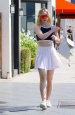 ELLE FANNING in Plaid Skirt Out in Beverly Hills 09/30/2016