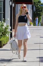 ELLE FANNING in Plaid Skirt Out in Beverly Hills 09/30/2016