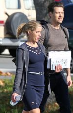 EMILY BETT RICKARDS Arrives on the Set of ‘Supergirl’ in Delta 10/12/2016