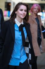 FELICITY JONES Arrives at BBC Radio 1 Studios in London 10/12/2016