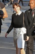 FELICITY JONES Arrives at Jimmy Kimmel Live in Hollywood 10/25/2016