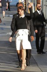 FELICITY JONES Arrives at Jimmy Kimmel Live in Hollywood 10/25/2016